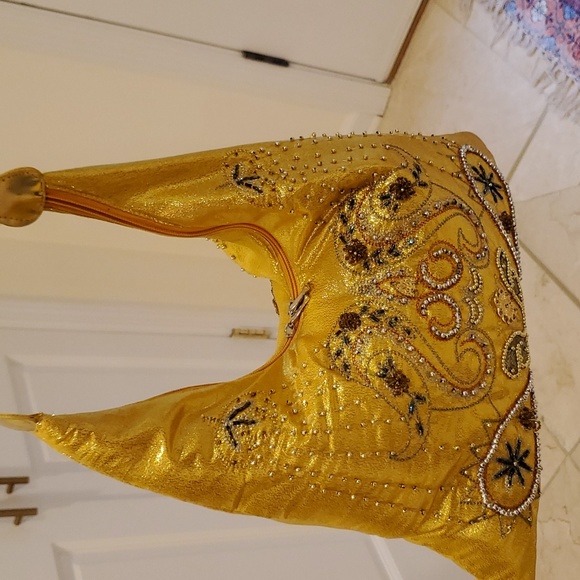 Yellow yoga shoulder bag, the inside is made of a two-hole zipper.without Tag - Picture 7 of 7